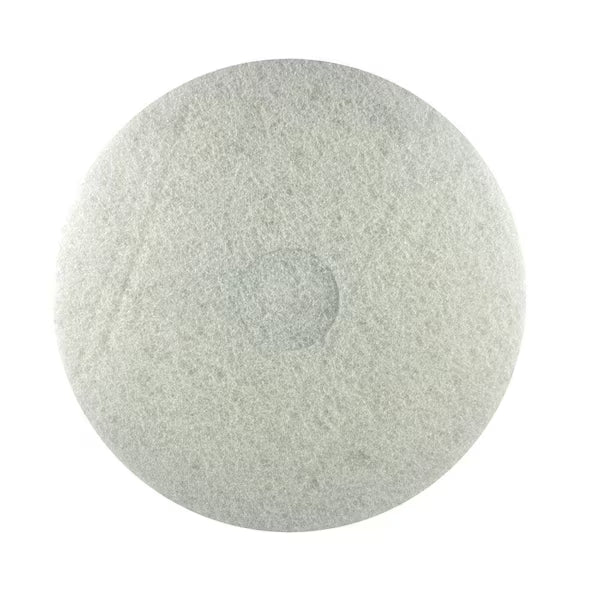 Diablo DCP170WHTP05G 17-inch non-woven white buffer pad with open-web synthetic fibers for polishing hardwood, tile, and linoleum floors.