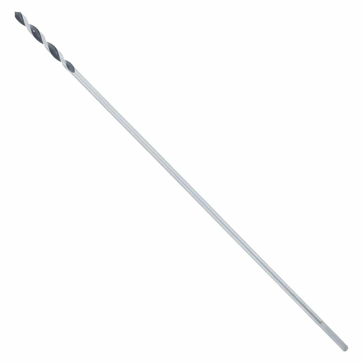 Long auger-style drill bit with helical cutting edges and pointed tip, designed for deep, clean holes in wood for wire and cable installation.