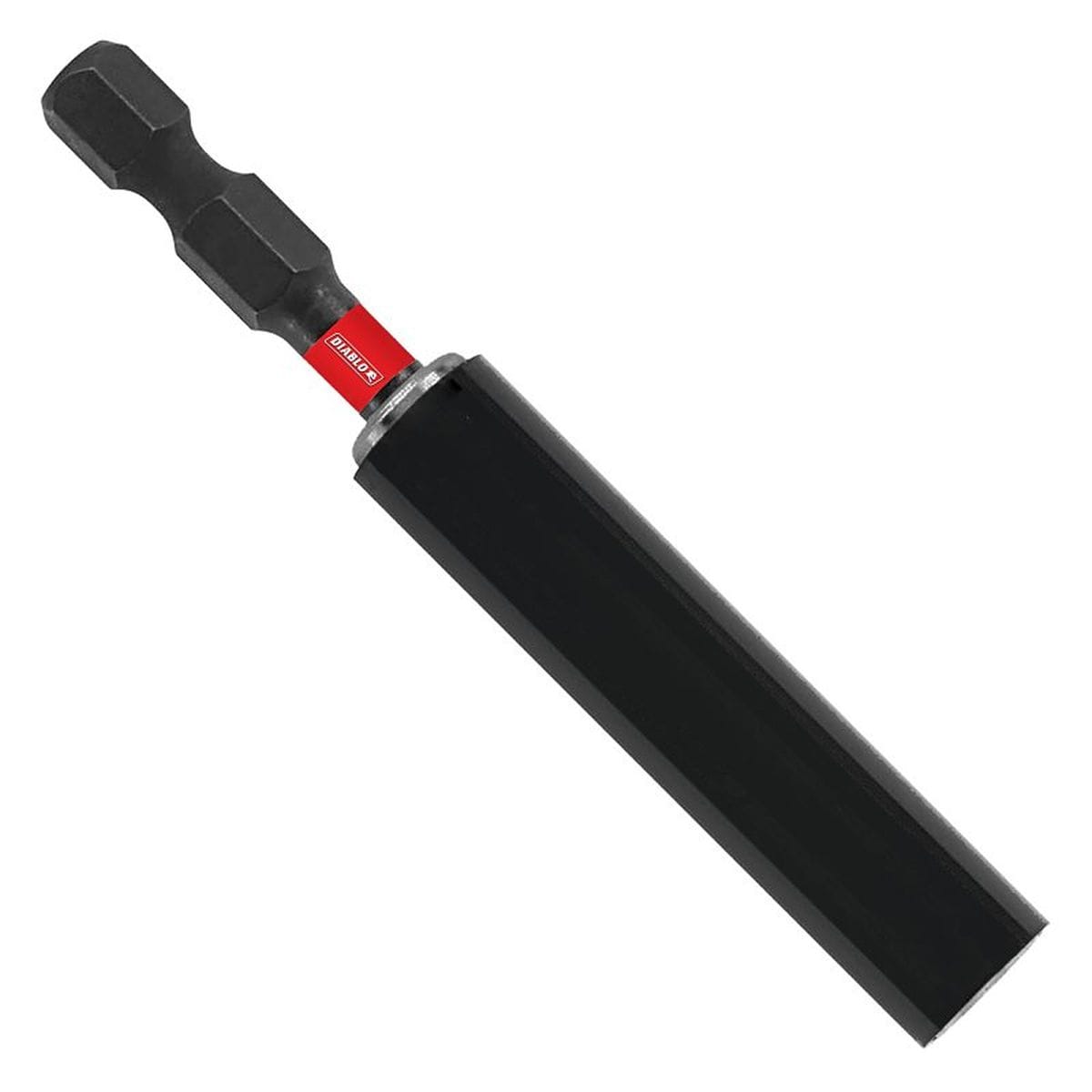 Diablo DDG300B 3-inch magnetic drive guide featuring a 1/4-inch hex shank and retractable sleeve to stabilize screws in tight spaces.