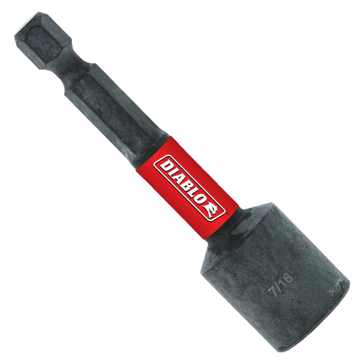 Diablo DNTSL716B 7/16-inch by 2-9/16-inch magnetic nut setter featuring a 1/4-inch hex shank and torque-resistant red torsion zone.