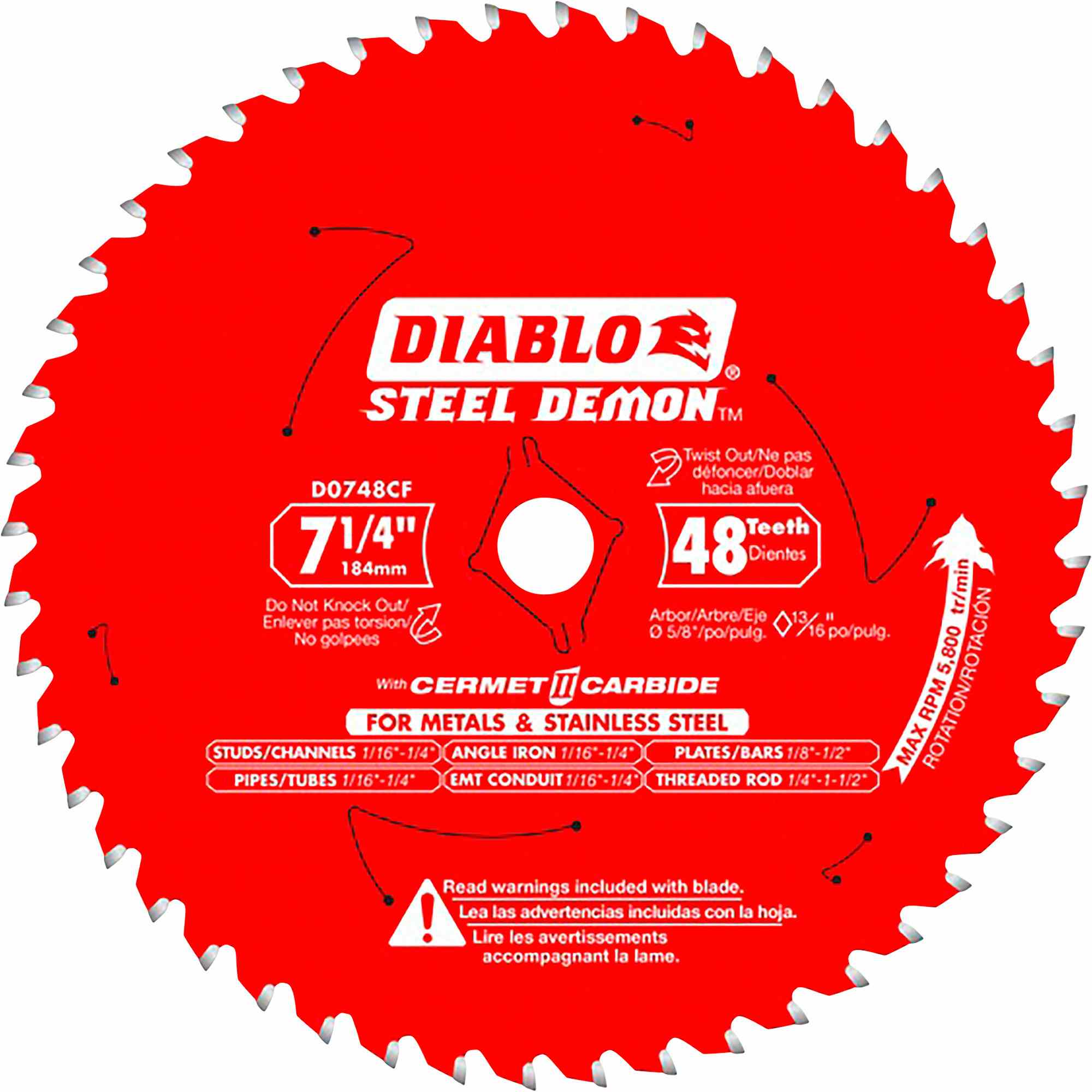 Diablo 7-1/4-Inch 48 Tooth Steel Demon Cermet II Saw Blade for Fast, Clean Cuts in Metals and Stainless Steel
