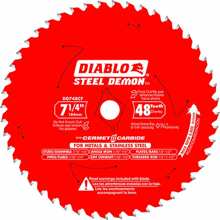 Diablo 7-1/4-Inch 48 Tooth Steel Demon Cermet II Saw Blade for Fast, Clean Cuts in Metals and Stainless Steel