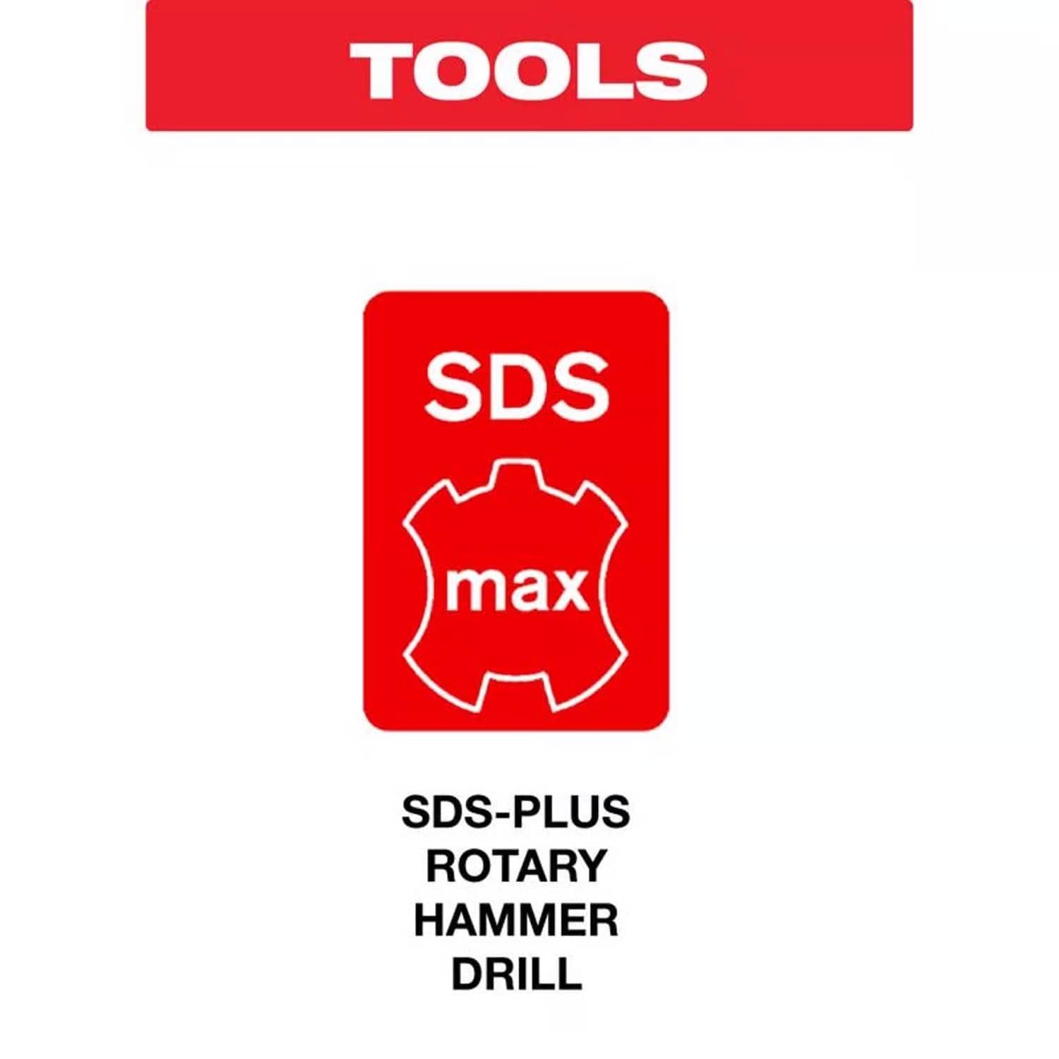 A graphic displaying an SDS-max logo above text for SDS-plus rotary hammer drills, indicating the professional tool compatibility for Diablo demolition chisel bits.