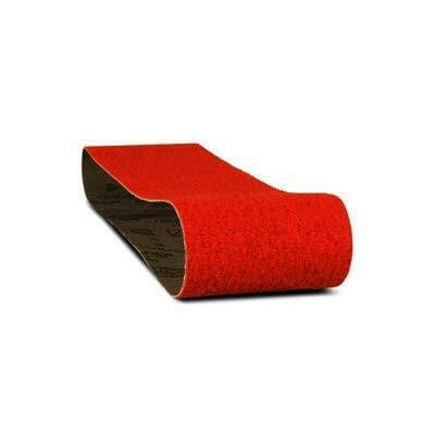 Red Diablo sanding belt on a white background