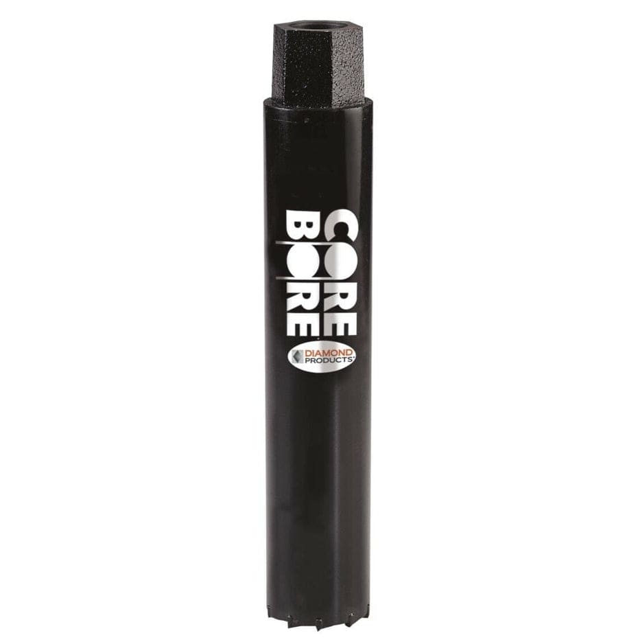 A full-length view of the Diamond Products 05348 1-3/16 inch premium carbide-tipped rebar and plate cutter core bit featuring a professional black steel body, a threaded hub for core drill mounting, and specialized carbide teeth for cutting through structural steel.