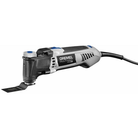A three-quarter studio profile of the Dremel Multi-Max MM35 oscillating tool with a flush-cut blade attached.