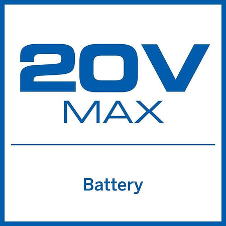 A graphic icon indicating the tool is powered by a "20V MAX Battery."