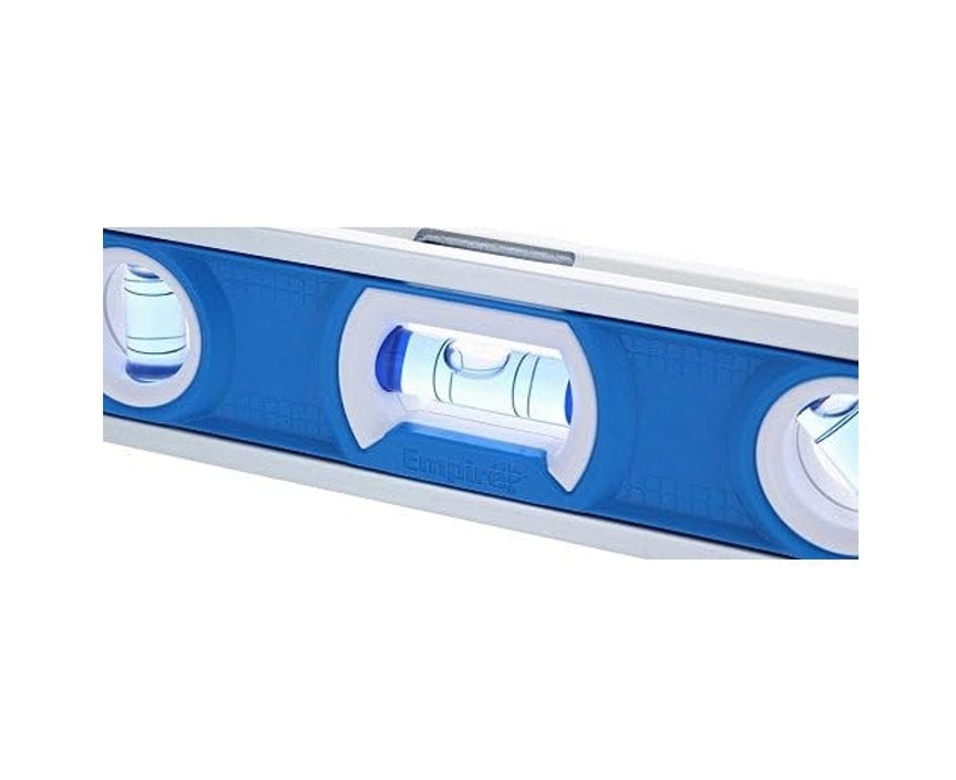 Close-up detail of the central vial showing the high-contrast white surrounds, blue fluid, and the Empire logo embossed on the blue frame.