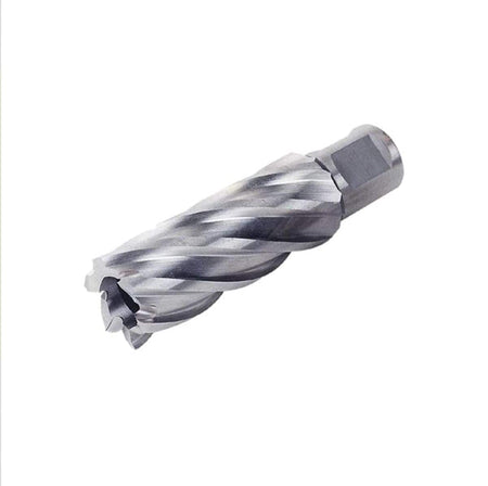 Fein Slugger HSS annular cutter with a 1-7/8" diameter and 3" cutting depth. The cylindrical tool features sharp helical cutting edges and a hollow center, designed for efficient hole-making in metal. The 3/4" Weldon shank ensures secure mounting in magnetic drill presses. Made of CNC-machined high-speed steel, this cutter is ideal for industrial metalworking applications requiring clean, burr-free holes in structural steel and other hard materials.