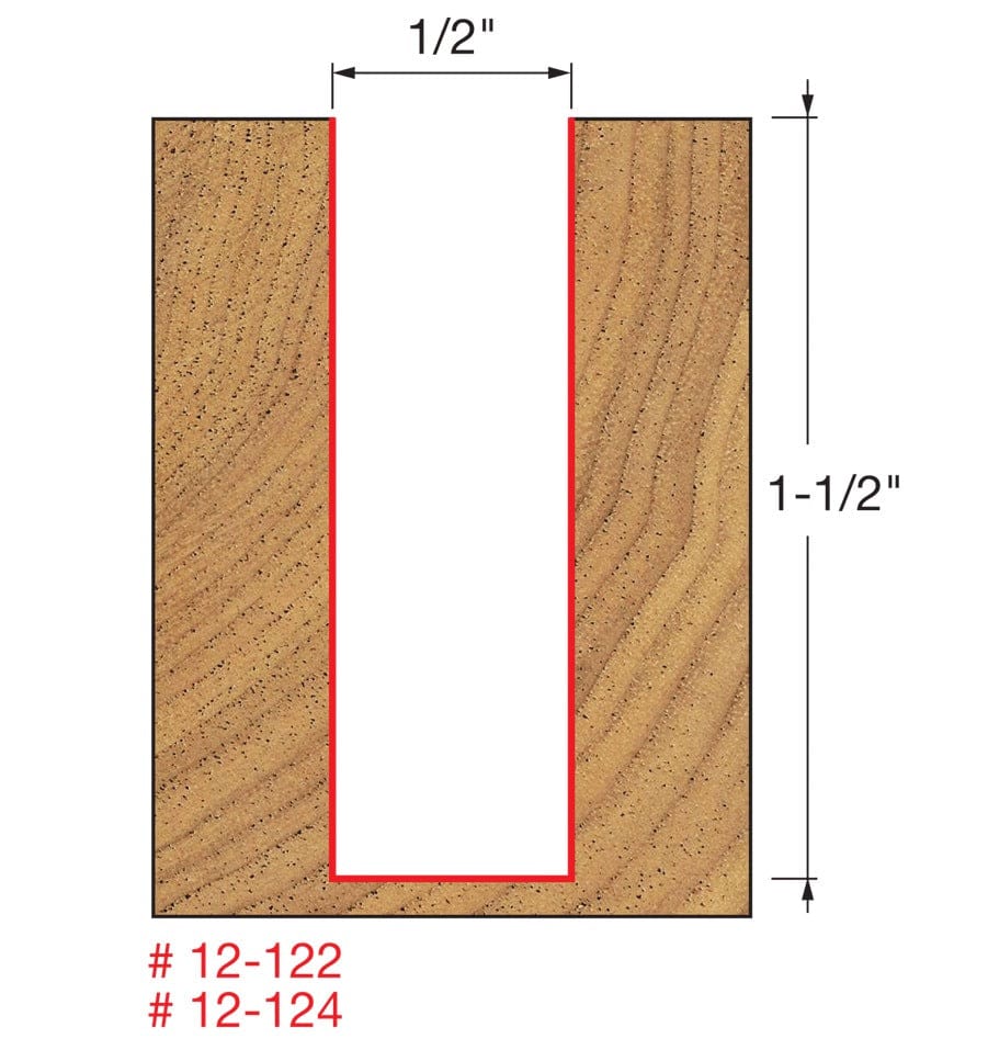 Freud 12-122T 1/2 Inch Double Flute Straight Router Bit 1/2 Shank 1-1 ...