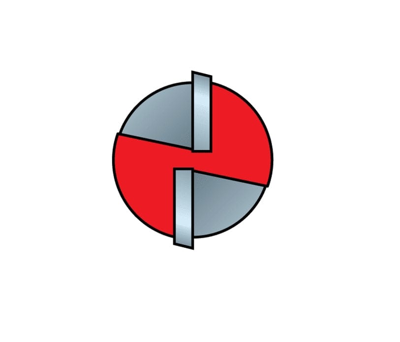 A top-down diagram of the router bit's cutting head, showing the orientation of the two high-density carbide flutes designed for balanced material removal.