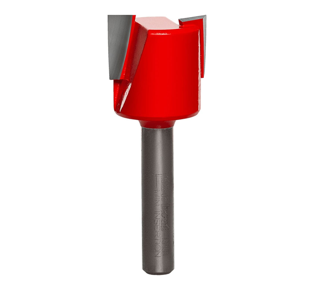 Freud 16-104 3/4-inch mortising router bit featuring a 1/4-inch shank and red Perma-SHIELD coating designed for clean hinge and dado cuts.