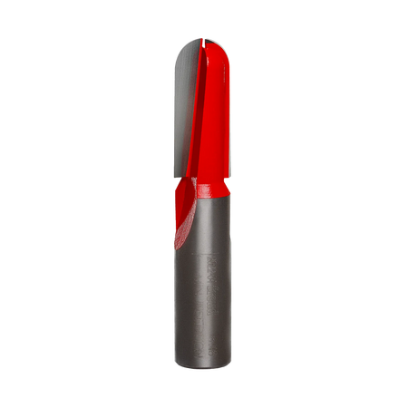 A side-profile view of the Freud 18-116 1/4-inch radius round nose bit against a white background, highlighting the precision-ground carbide flutes and laser-etched model identification on the shank.