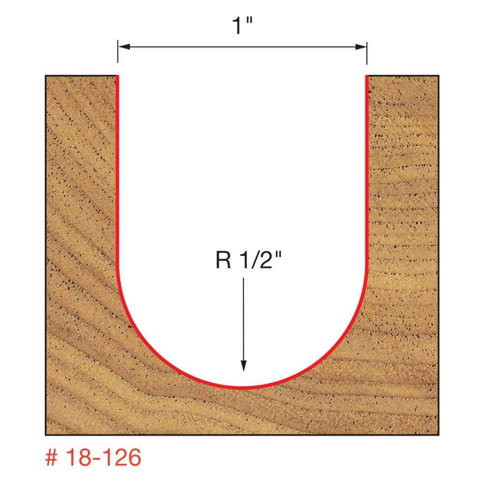 Freud 18-126 1 Inch Round Nose Router Bit 1/2 Inch Radius 1/2 Inch Sha ...