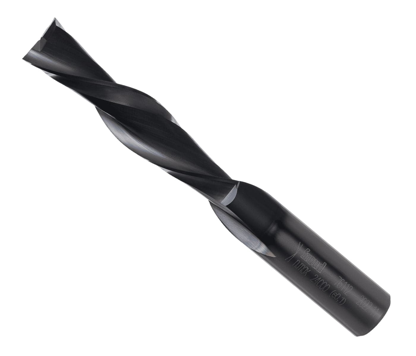 Freud 76-112 1/2-inch down spiral solid carbide router bit featuring a 1/2-inch shank and Black I.C.E. coating designed for clean top-surface finishes in CNC woodworking.
