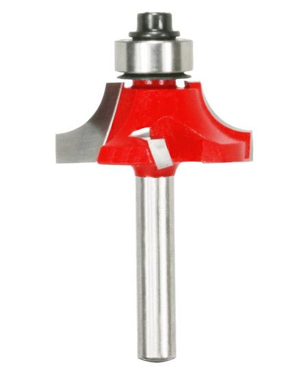 A side-profile view of the Freud 36-112 beading bit against a white background, highlighting the complex Quadra-Cut 4-cutter geometry and the precision-mounted pilot bearing.