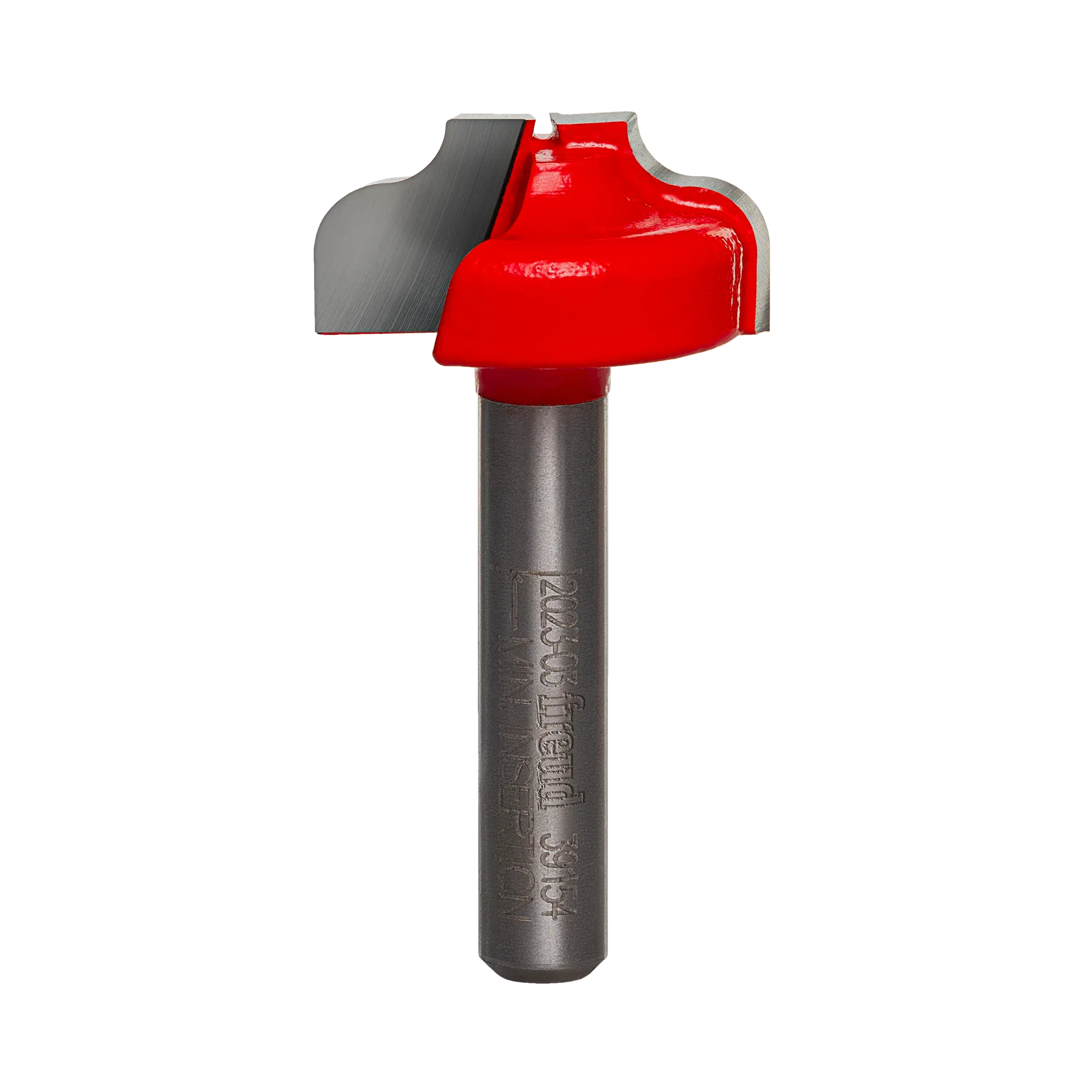 A studio product photograph of the Freud 39-154 Ogee Groove router bit featuring a red Perma-SHIELD body and specialized carbide cutters on a 1/4 inch silver shank.