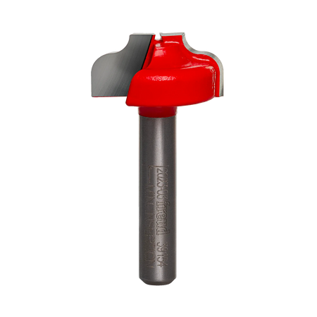 A studio product photograph of the Freud 39-154 Ogee Groove router bit featuring a red Perma-SHIELD body and specialized carbide cutters on a 1/4 inch silver shank.
