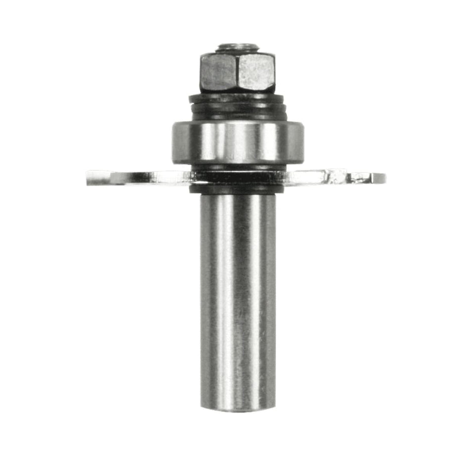 Freud 63-156 3/32-inch slotting cutter router bit assembly featuring a 1/2-inch shank, precision ball bearing guide, and a three-wing carbide-tipped cutter for woodworking.