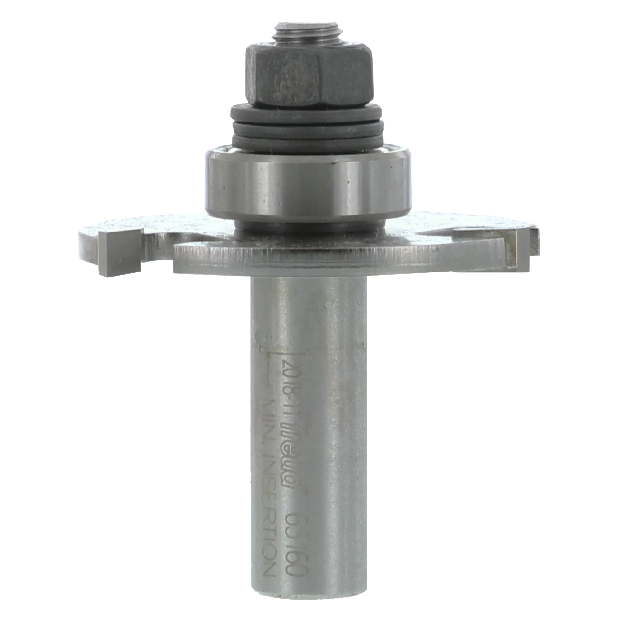 Freud 63-160 3/16-inch slotting cutter router bit assembly featuring a 1/2-inch shank, precision ball bearing guide, and a three-wing carbide-tipped cutter for industrial woodworking.