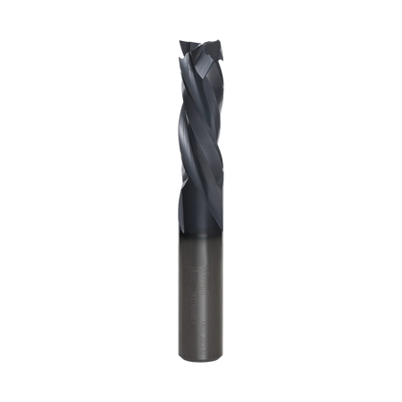 A studio product shot of the Freud 77-620 three-flute mortise compression spiral router bit, featuring a solid carbide body with a polished silver shank and a dark blue-black coated spiral cutting tip.