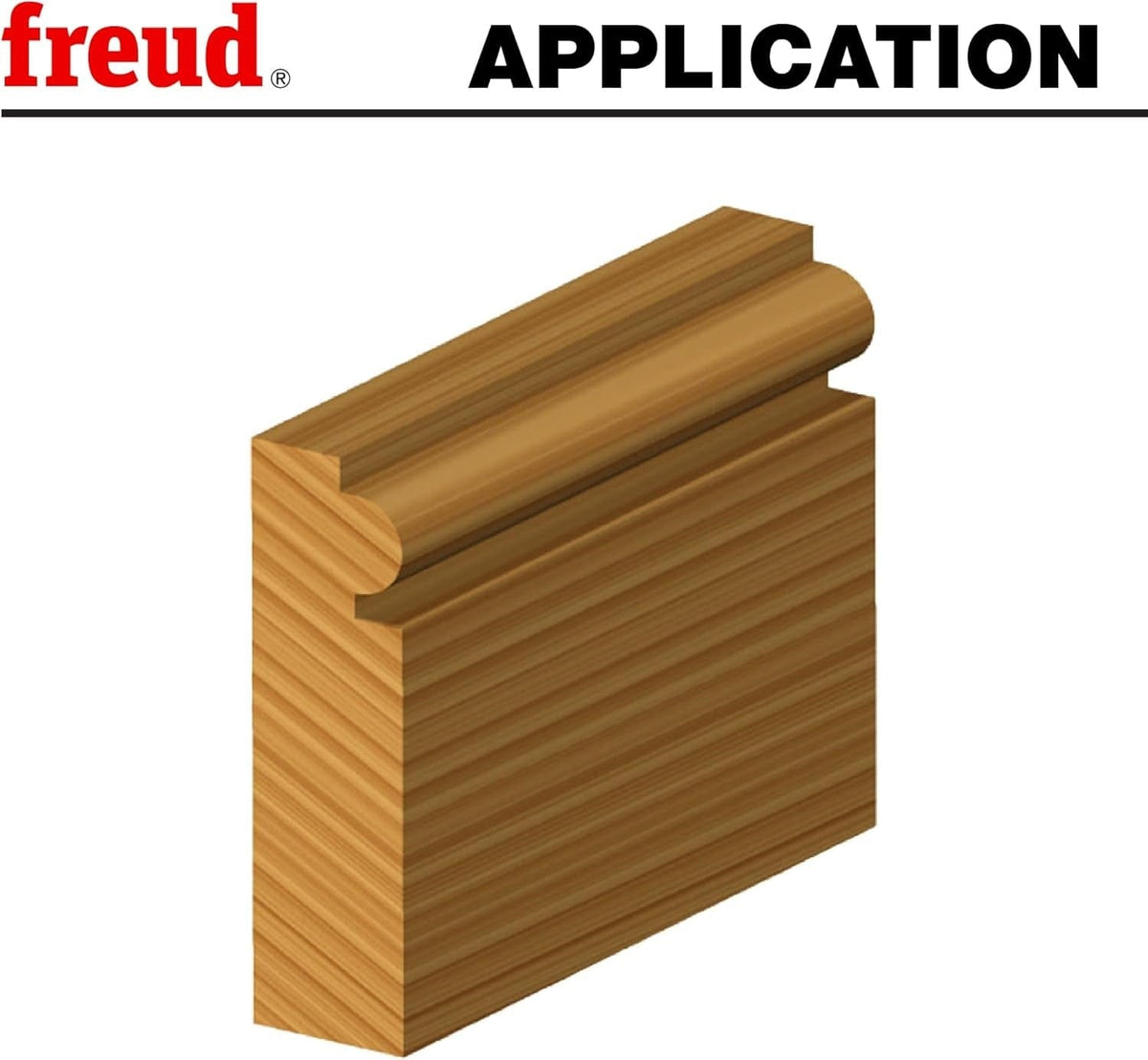 3D rendering of a custom wood board demonstrating the elegant, historically accurate decorative edge profile milled by the Freud traditional beading router bit.