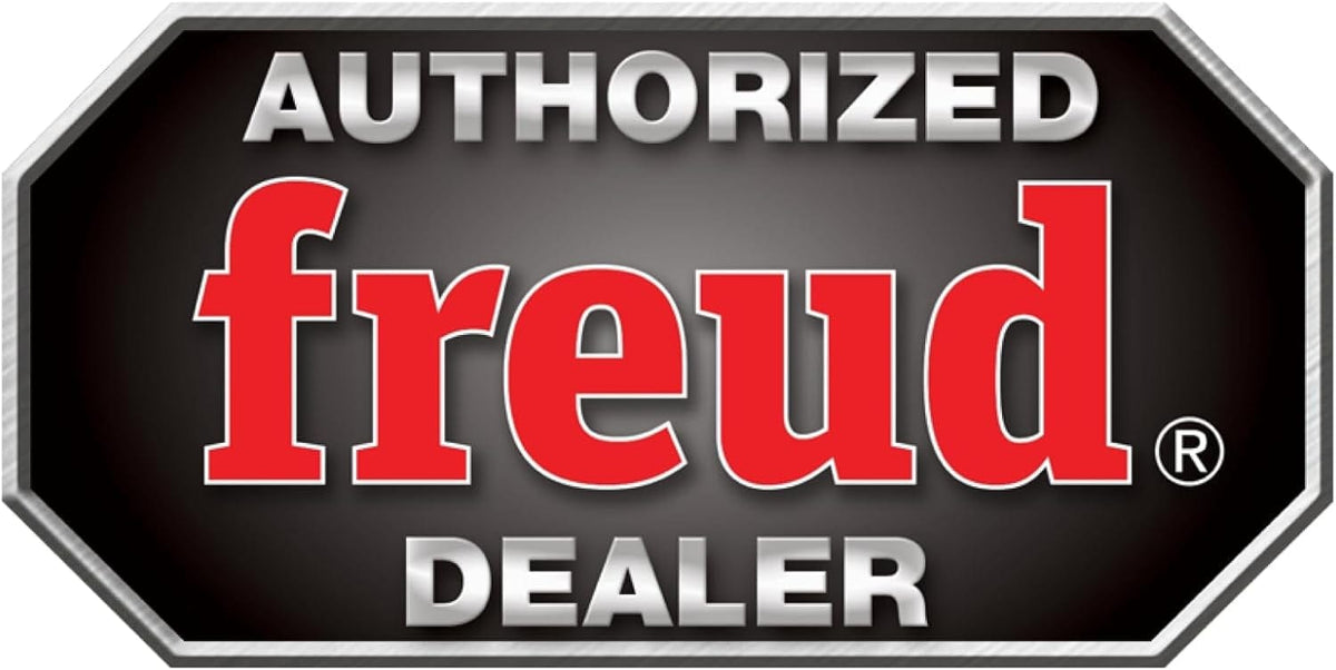 An official logo for an authorized Freud dealer, featuring the brand name in red text set against a black and silver industrial badge design.