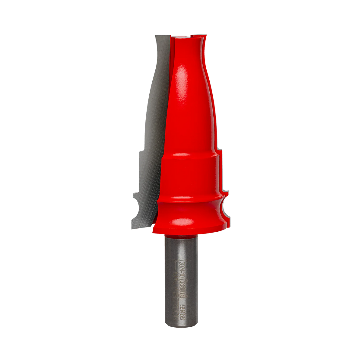 Studio product shot of the Freud 99-468 Door and Window Casing Router Bit featuring a tall red Perma-SHIELD coated body and a 1/2-inch shank.