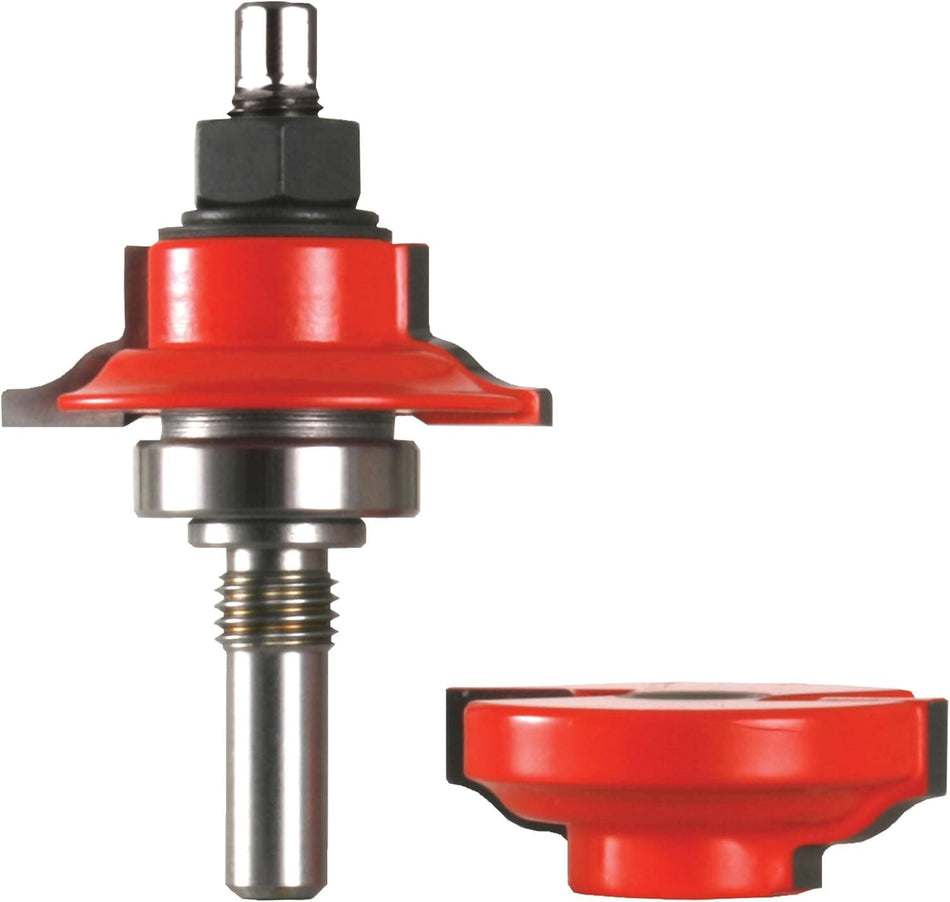 Freud 99-861 Premier Adjustable Rail & Stile Bit 1-11/16" dia 1/2" shank ogee router bit with 3-13/16" length.