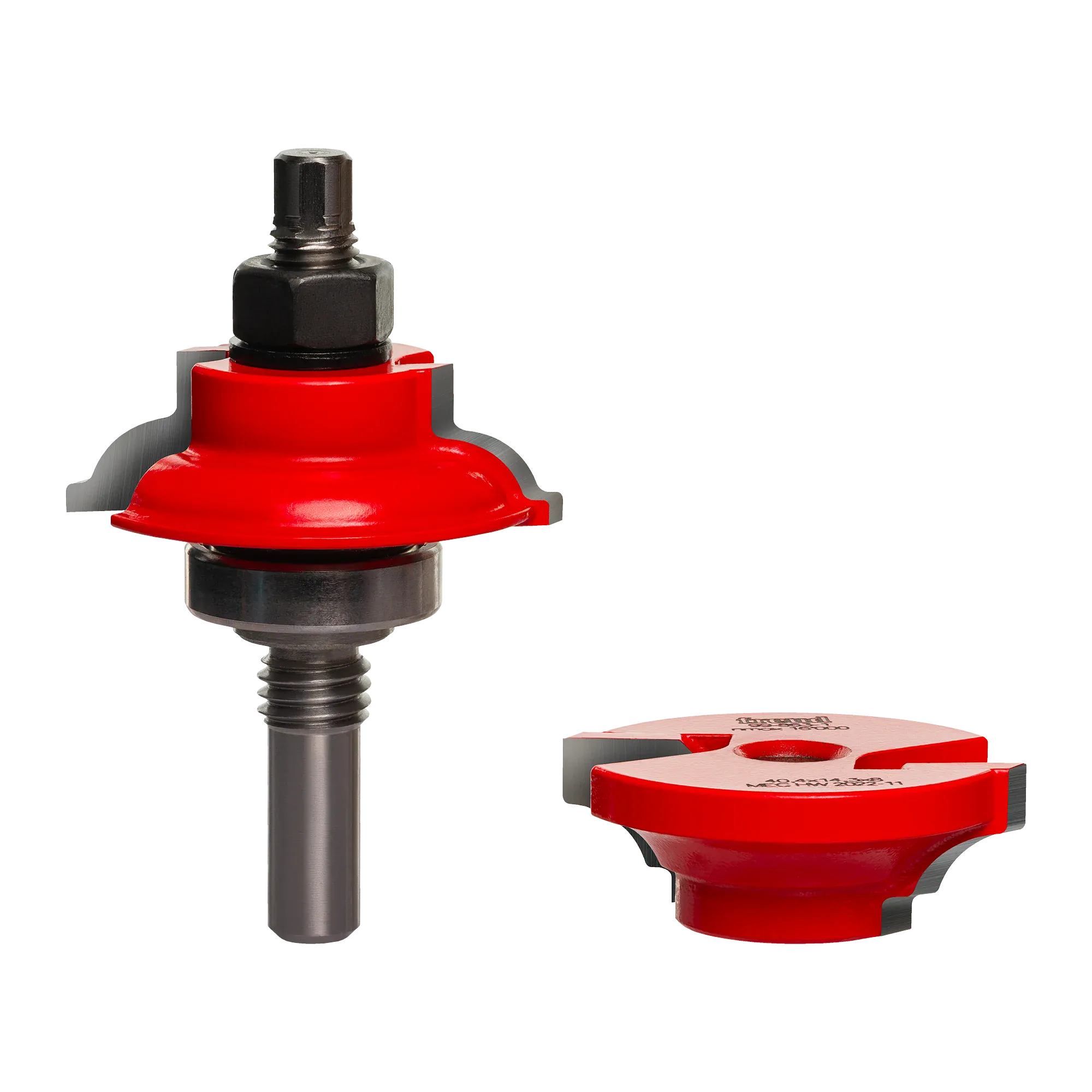 Freud 99-863 1-11/16-inch premier adjustable rail and stile router bit with a 1/2-inch shank and red Perma-SHIELD coating for custom wood cabinet doors.