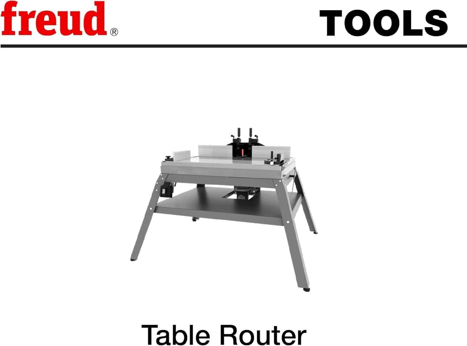 Tool compatibility guide indicating the Freud 1/2-inch shank rail and stile router bit is designed specifically for use with a table-mounted router.