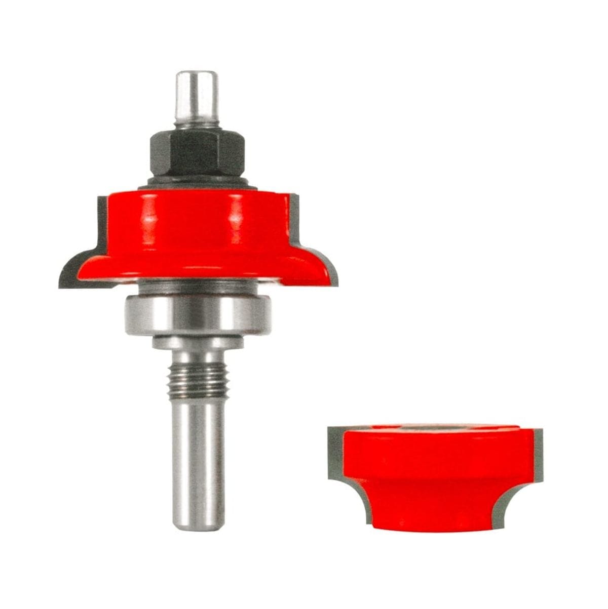 The Freud 99-860 rail and stile router bit set, showing the main bit assembly with its bearing and shank, and the separate rail cutter piece.