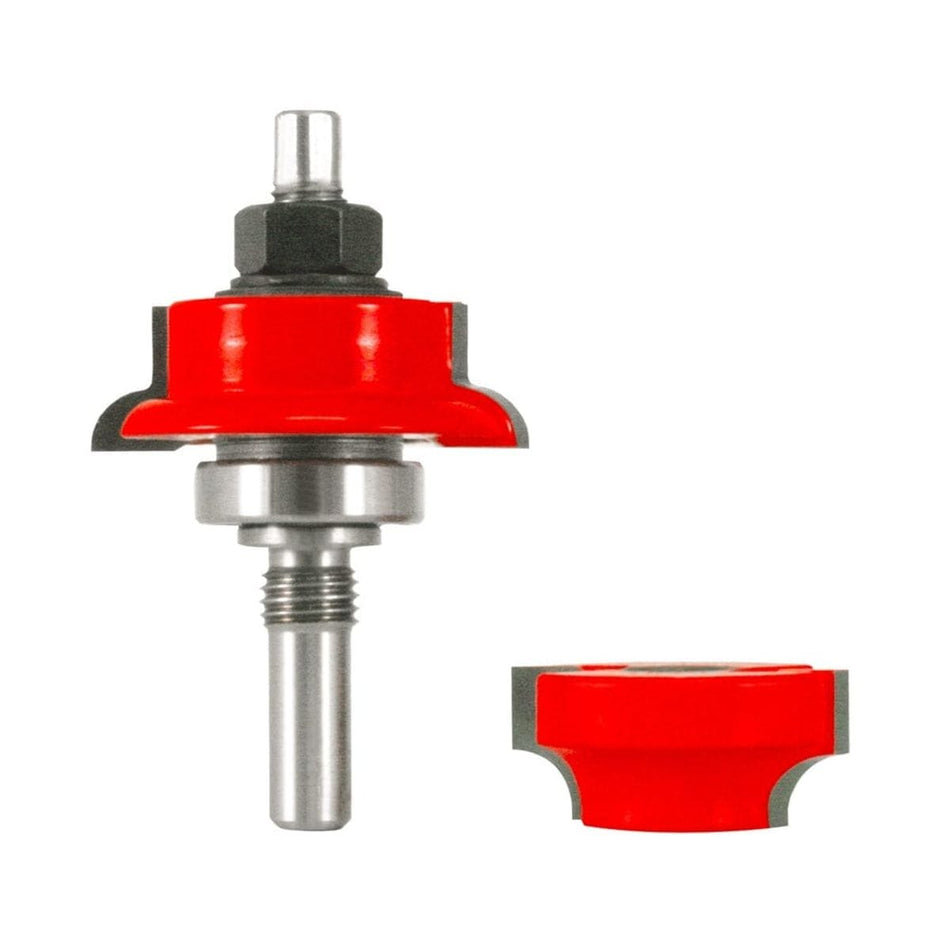 The Freud 99-860 rail and stile router bit set, showing the main bit assembly with its bearing and shank, and the separate rail cutter piece.