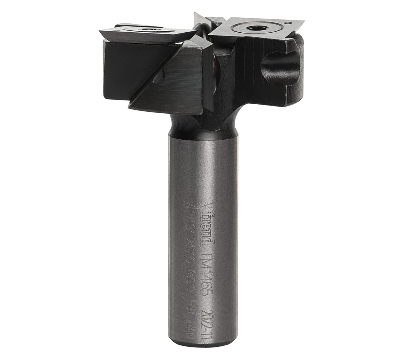 Freud TM1465 1-1/2 inch MDF spoilboard surfacing and rabbeting router bit with 1/2 inch shank and replaceable carbide insert cutters for CNC machines.