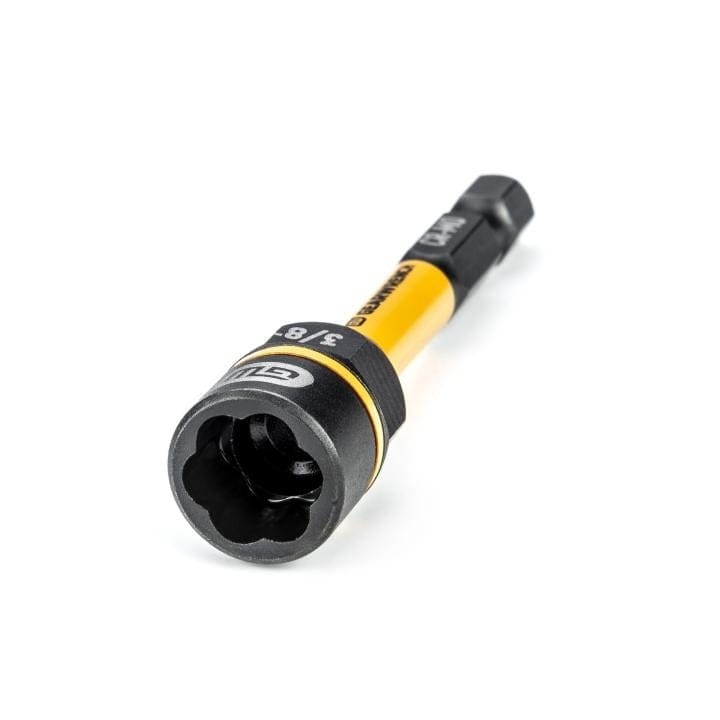 Close-up of the front of the 3/8" Bolt Biter Nut Extractor, highlighting the innovative, non-cutting internal gripping design of the socket head.