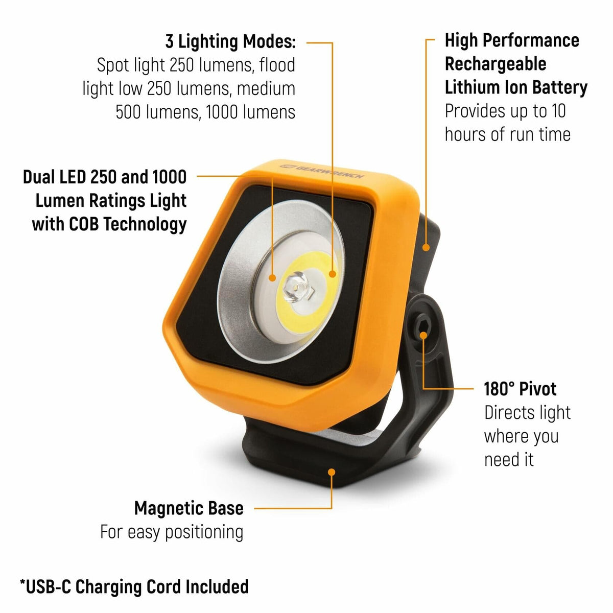 GearWrench 1000 Lumens Rechargeable Shop Light GearWrench 1000 Lumens Rechargeable Shop Light