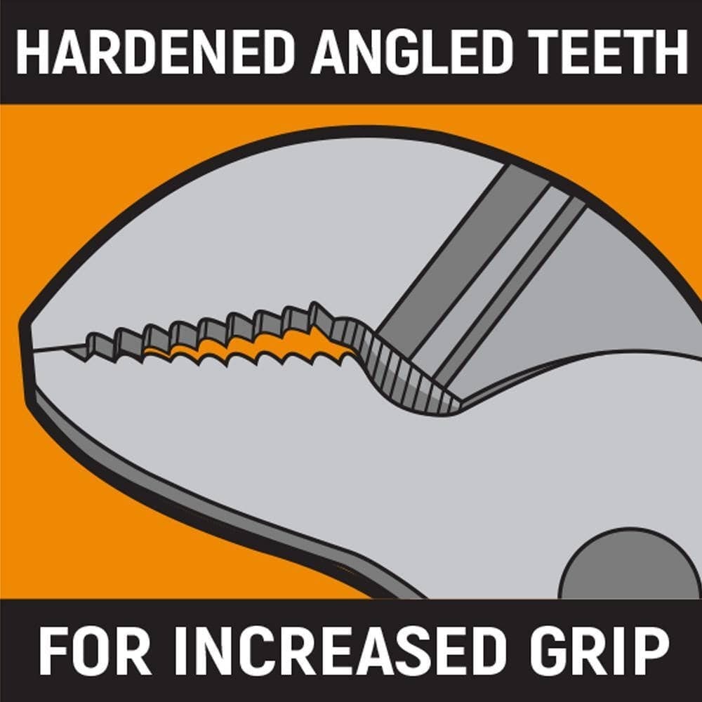 The professional retail packaging for the GEARWRENCH 82593C PITBULL Auto-Bite pliers, identifying it as a 12-inch industrial-grade tool with a 2-1/2 inch jaw capacity and limited lifetime warranty.