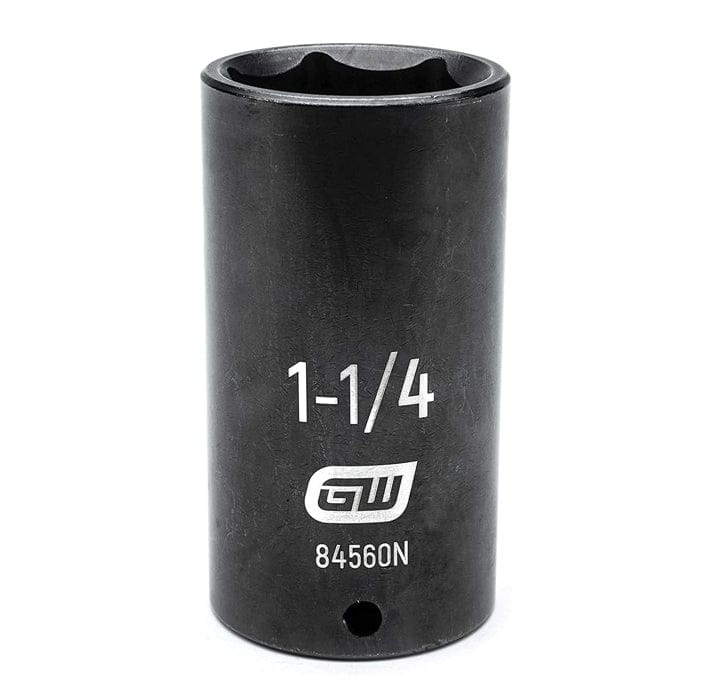A close-up profile of the GEARWRENCH 1-1/4-inch 6-point deep impact socket, model 84560N.