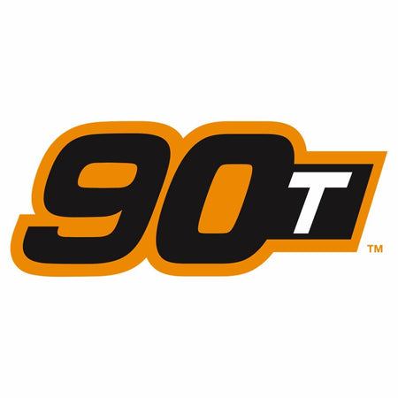 Stylized “90T” logo in bold black and orange font with italicized white “T” on a black background. Represents the 90-tooth ratcheting mechanism featured in GEARWRENCH tools.