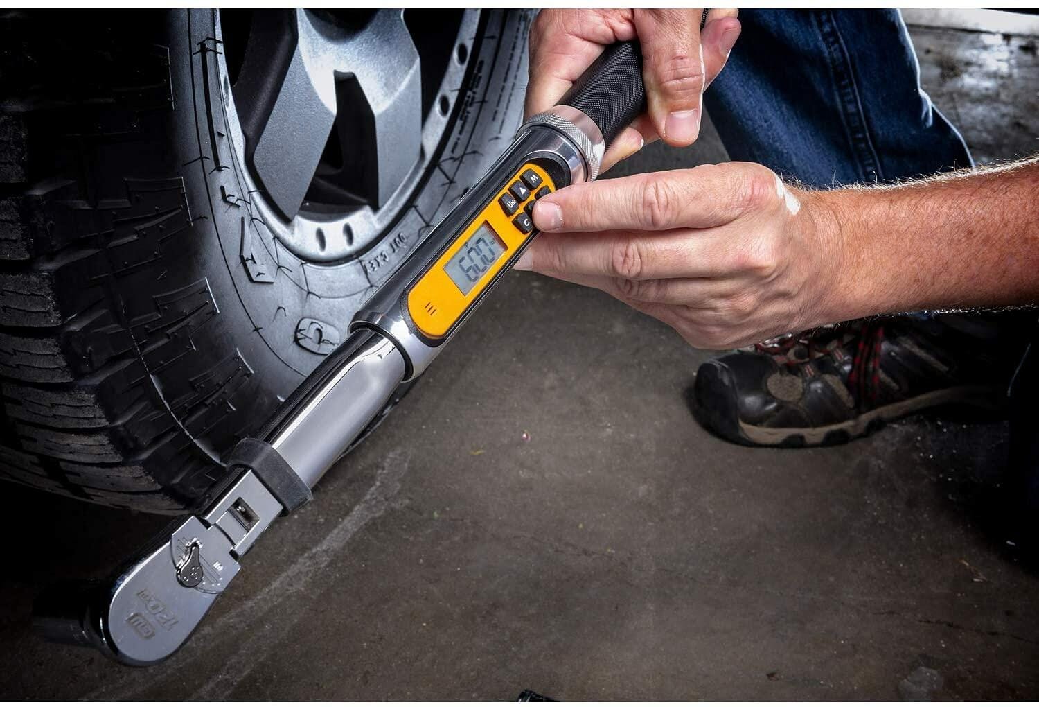 GEARWRENCH 1/2" Drive 120XP Electronic Torque Wrench with flex head, LCD display, and chrome finish for precise torque control