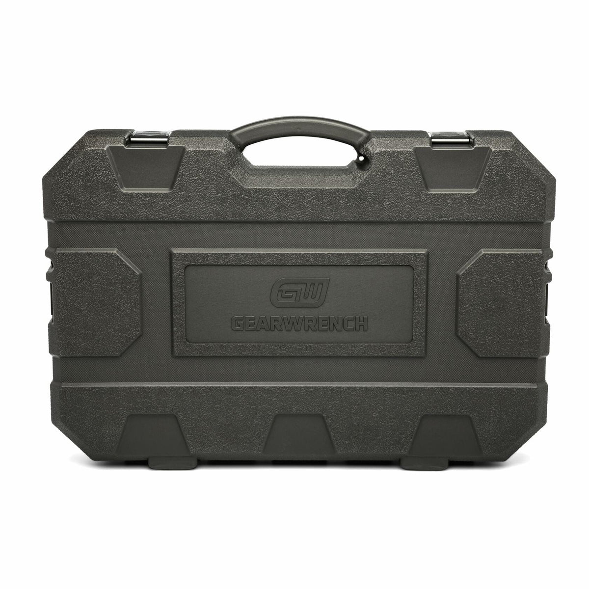 The exterior of the closed dark grey blow mold carrying case, showing the GEARWRENCH logo embossed on the front.