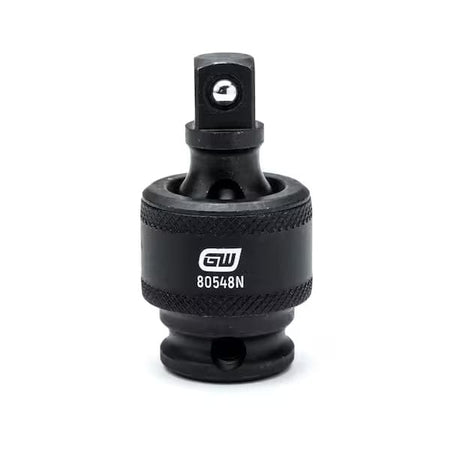 A close-up studio shot of the black 3/8-inch drive universal joint (swivel adapter) accessory included in the socket set.