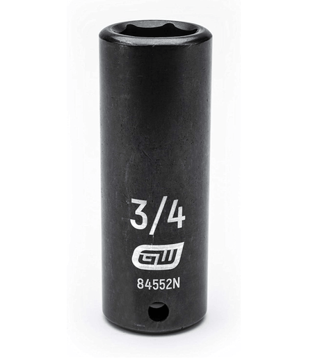 A close-up profile of the GEARWRENCH 3/4-inch 6-point deep impact socket, model 84552N.