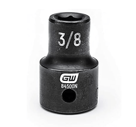 A close-up profile of the GEARWRENCH 3/8-inch 6-point standard impact socket, model 84500N.