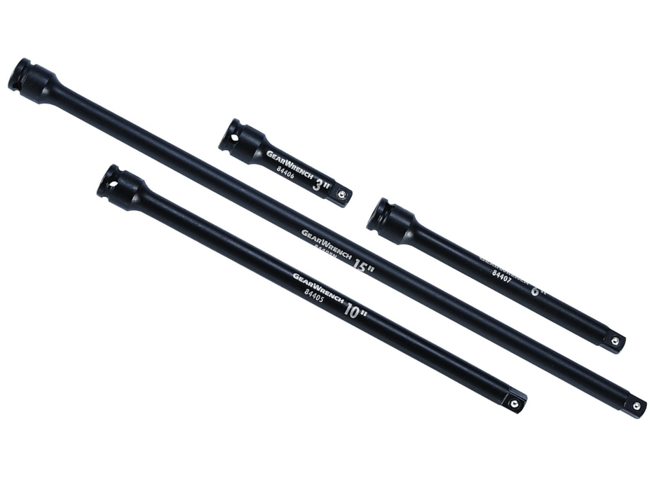 GEARWRENCH 4-Piece 3/8 Inch Drive Impact Extension Set 84926N Chrome Molybdenum (Cr-Mo) Steel with Storage Tray for Mechanics