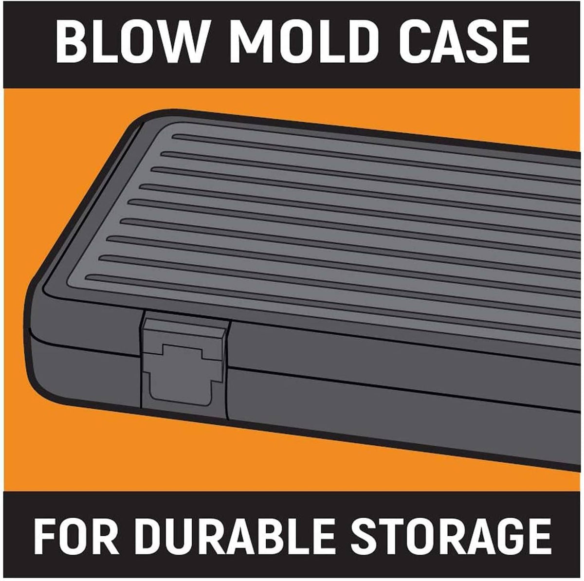 Detail view of the GearWrench blow-mold storage case lid, demonstrating the rugged, ribbed exterior designed to withstand industrial environments and provide organized tool management.