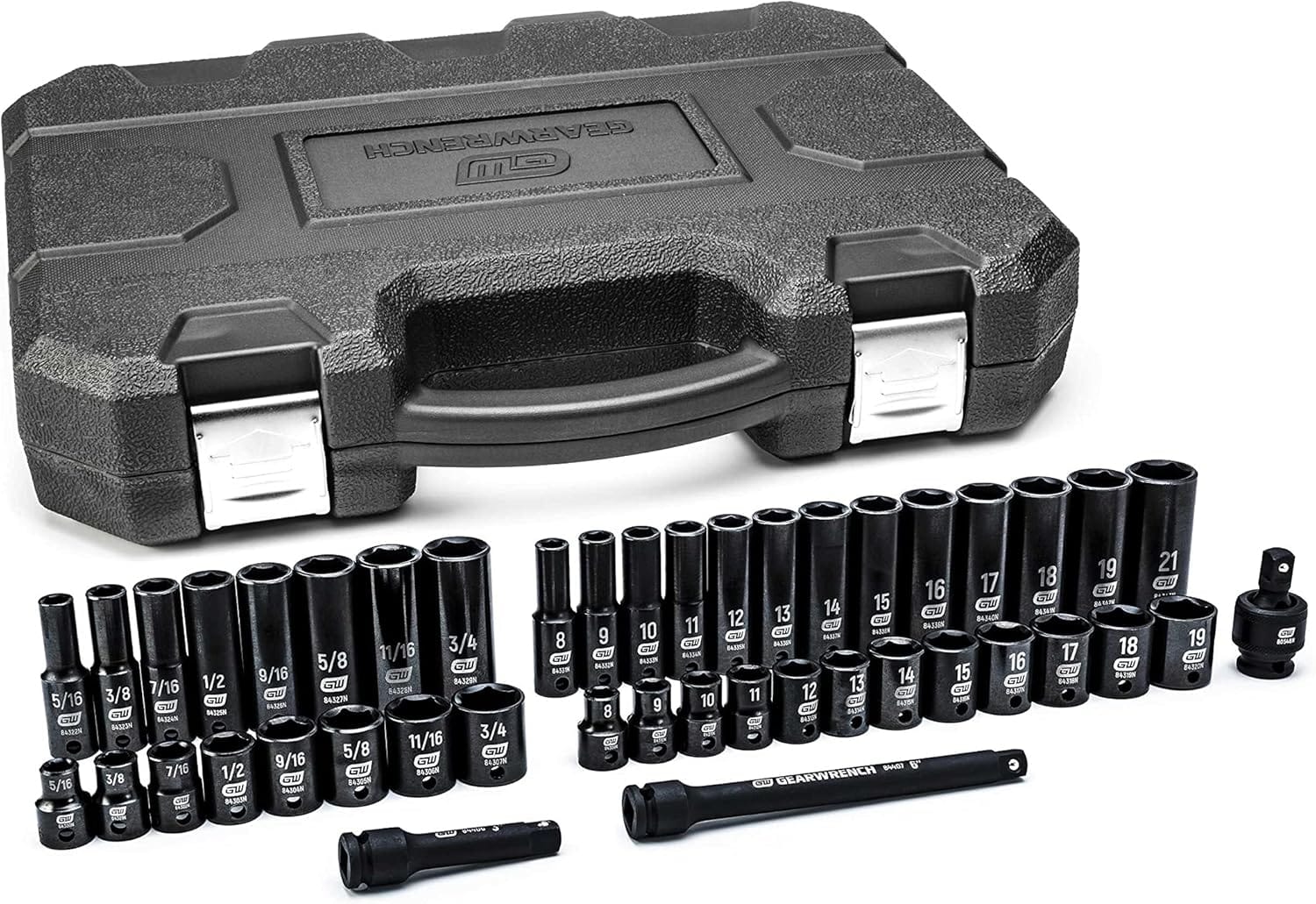 GEARWRENCH 44 Pc. 3/8" Drive 6 Point Standard & Deep Impact SAE/Metric Socket Set with case and extensions.