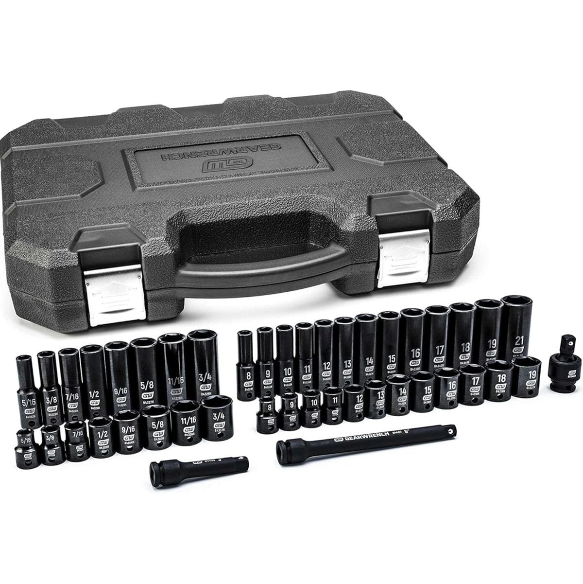 GEARWRENCH 44 Pc. 3/8" Drive 6 Point Standard & Deep Impact SAE/Metric Socket Set with case and extensions.