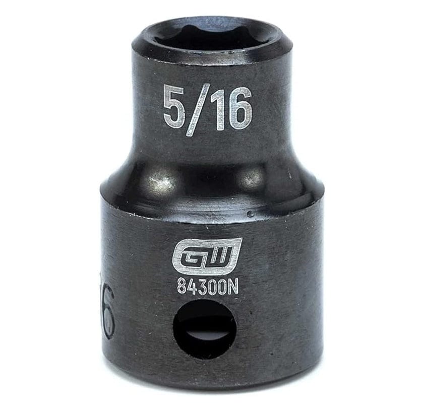 A close-up profile of the GEARWRENCH 5/16-inch 6-point standard impact socket, model 84300N.
