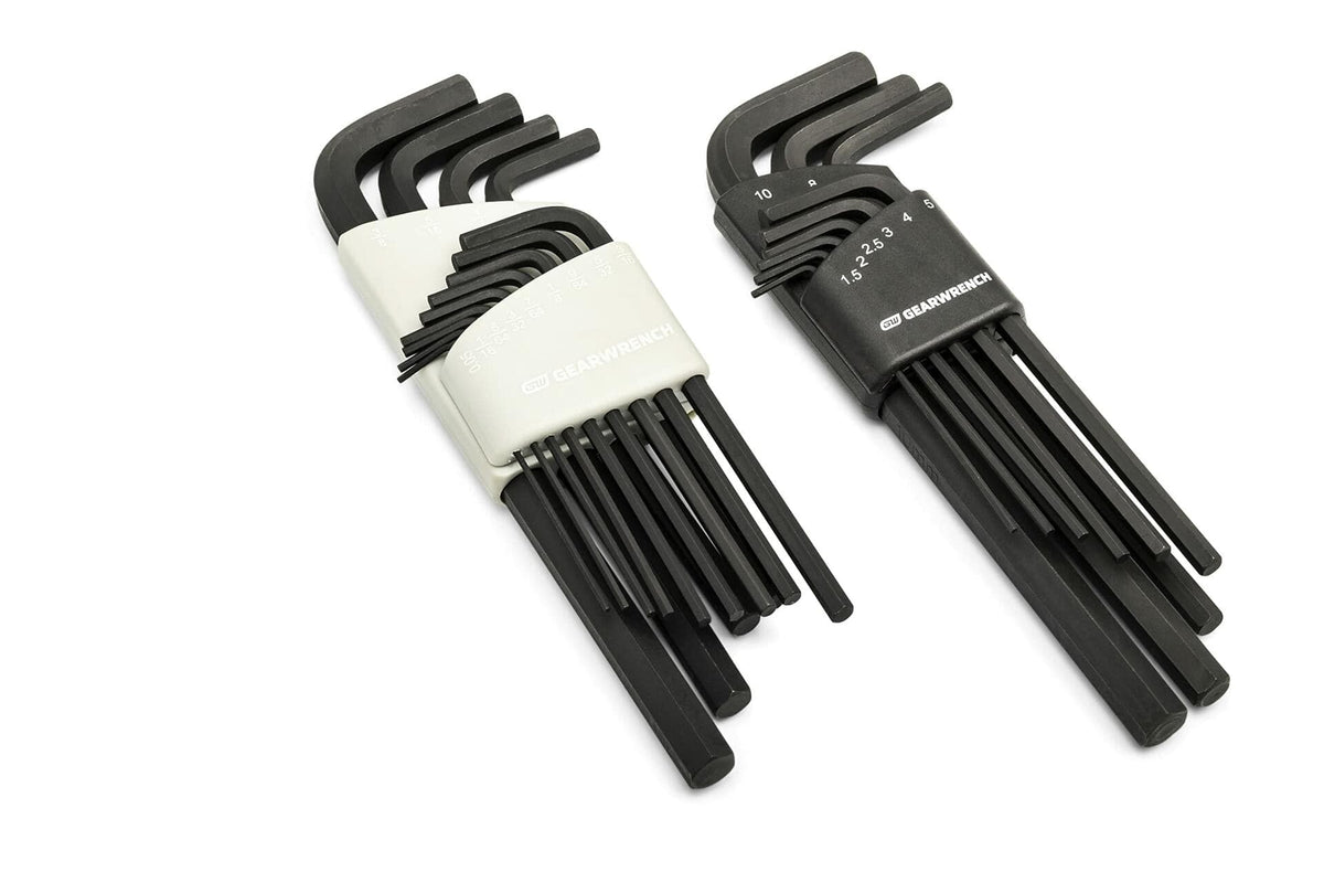 GEARWRENCH 44-Piece SAE and Metric Hex Key Set with White and Black Holders for Easy Tool Organization